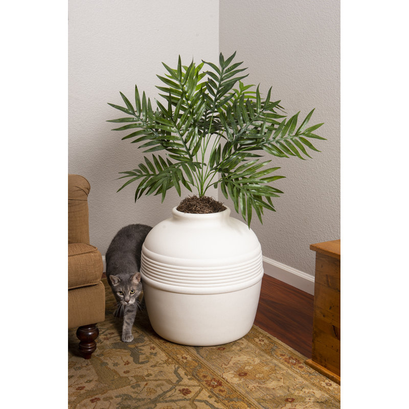 Covered Hidden Cat Litter Box with Decorative Planter Stone Gray Tucker Murphy Pet Color White Birch